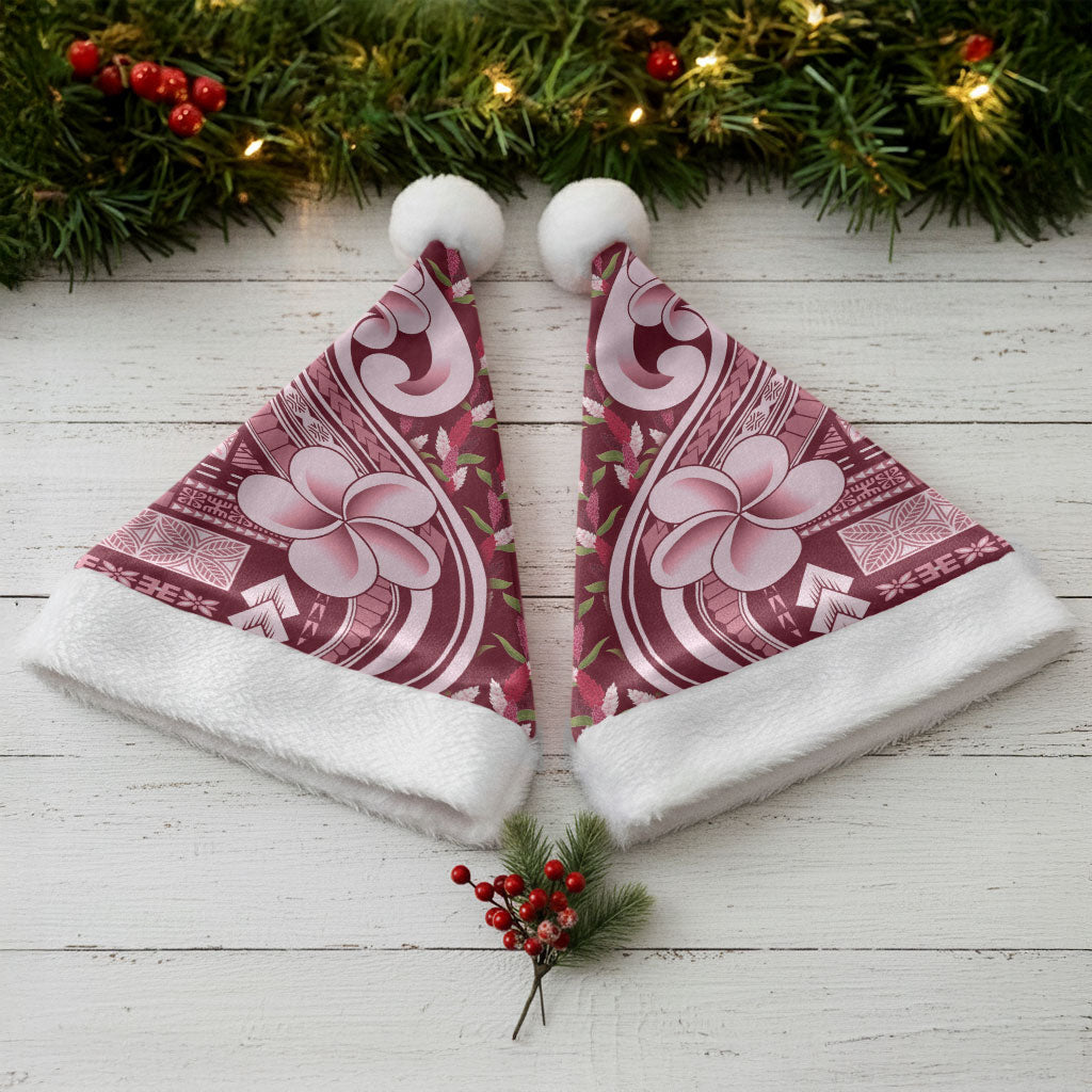 Samoa Teuila Christmas Santa Hat Maroon Samoan Siapo Motifs