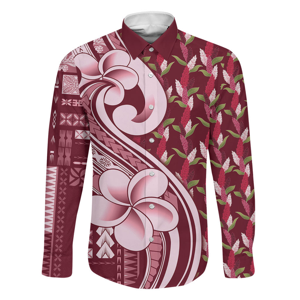 Samoa Teuila Family Matching Off Shoulder Short Dress and Hawaiian Shirt Maroon Samoan Siapo Motifs