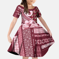 Samoa Teuila Family Matching Puletasi and Hawaiian Shirt Maroon Samoan Siapo Motifs
