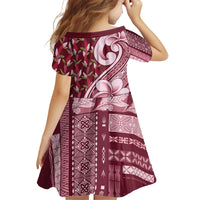 Samoa Teuila Family Matching Tank Maxi Dress and Hawaiian Shirt Maroon Samoan Siapo Motifs