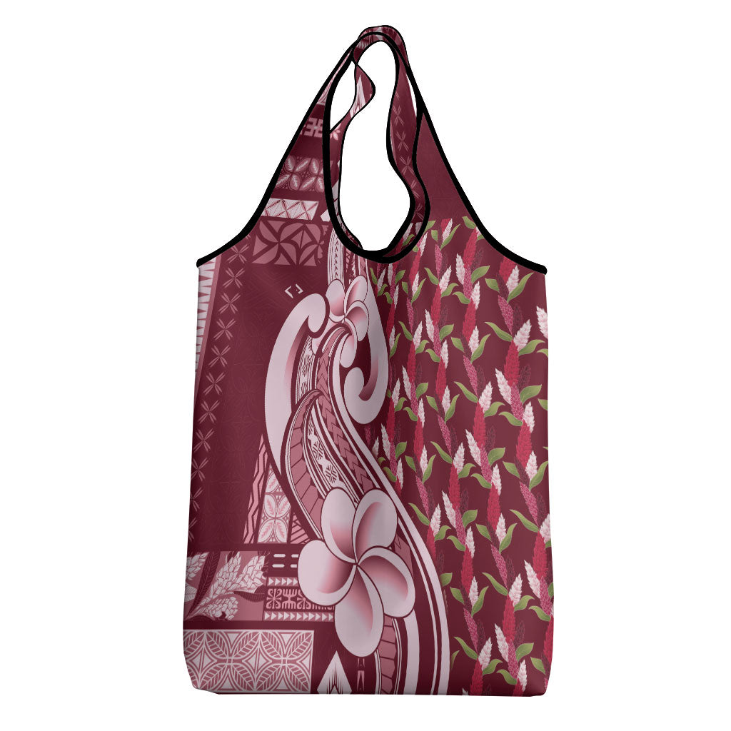 Samoa Teuila Grocery Bag Maroon Samoan Siapo Motifs