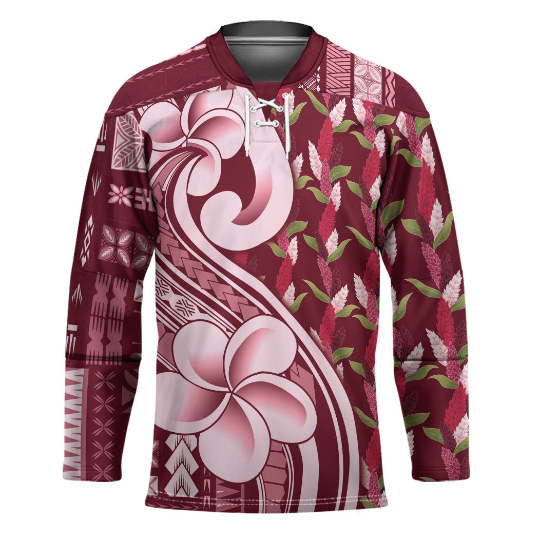 Samoa Teuila Hockey Jersey Maroon Samoan Siapo Motifs LT05 Unisex Maroon - Polynesian Pride