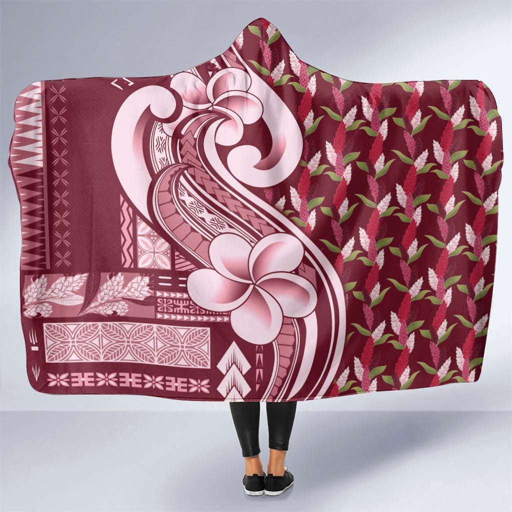 Samoa Teuila Hooded Blanket Maroon Samoan Siapo Motifs LT05 One Size Maroon - Polynesian Pride