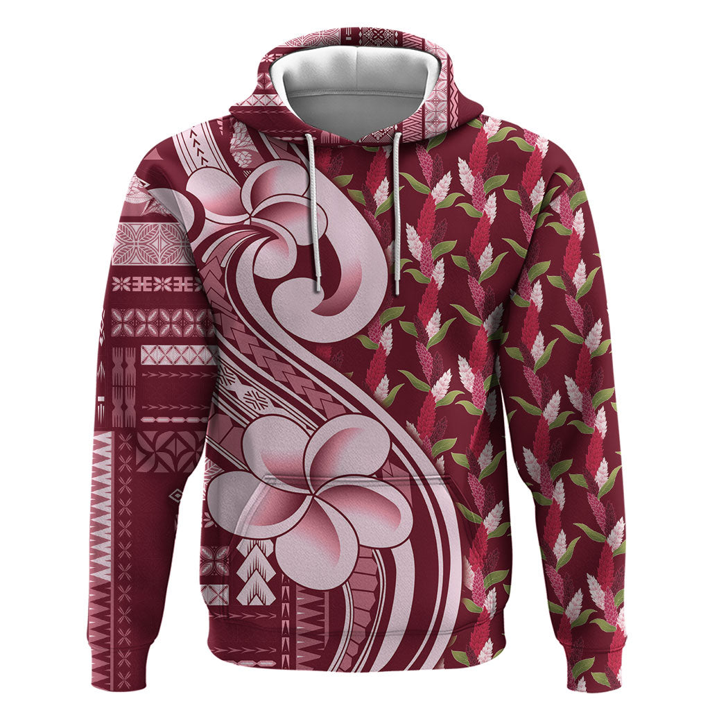 Samoa Teuila Hoodie Maroon Samoan Siapo Motifs LT05 Pullover Hoodie Maroon - Polynesian Pride