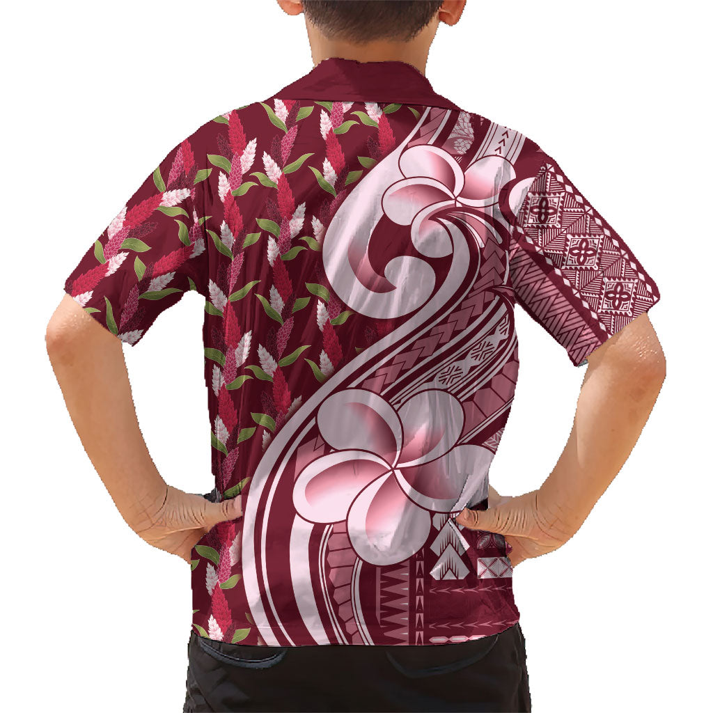 Samoa Teuila Kid Hawaiian Shirt Maroon Samoan Siapo Motifs