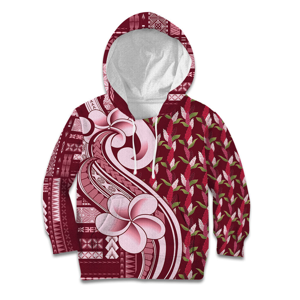 Samoa Teuila Kid Hoodie Maroon Samoan Siapo Motifs LT05 Hoodie Maroon - Polynesian Pride