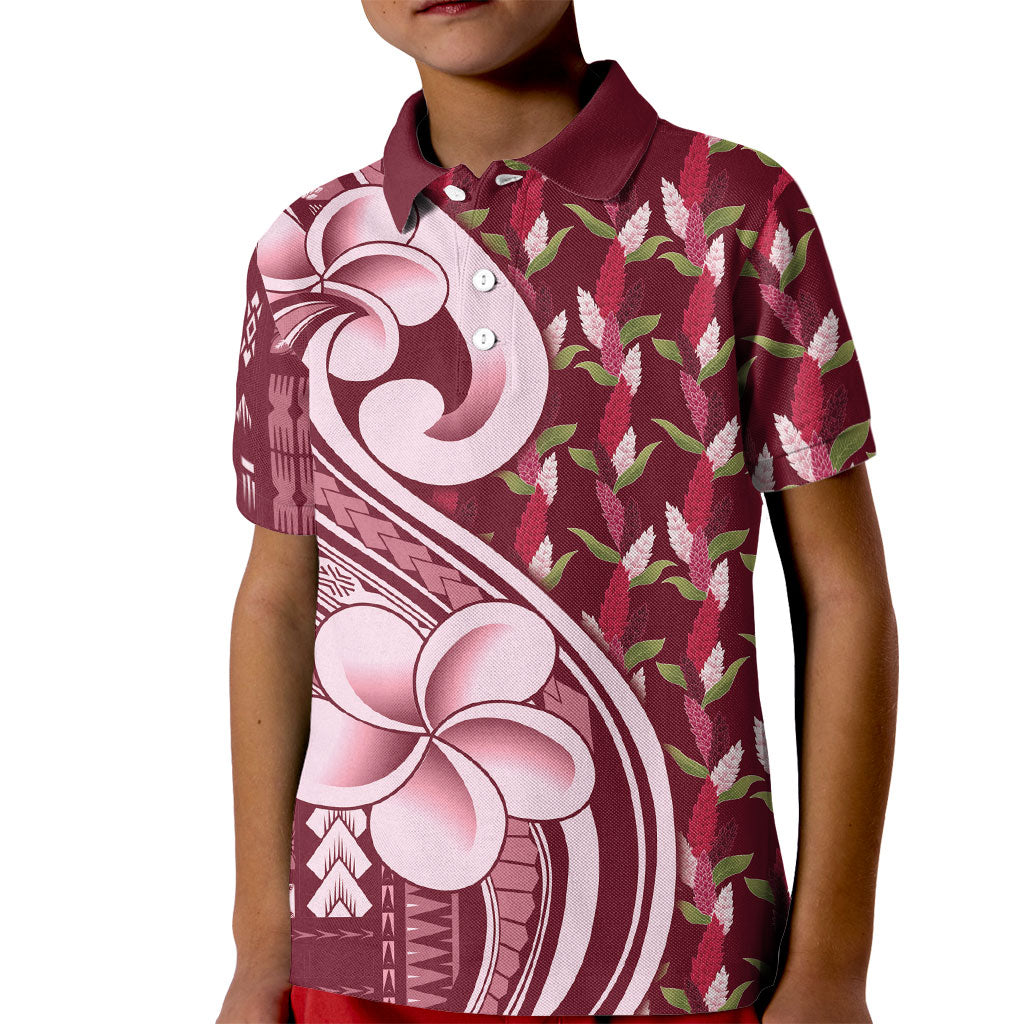 Samoa Teuila Kid Polo Shirt Maroon Samoan Siapo Motifs LT05 Kid Maroon - Polynesian Pride
