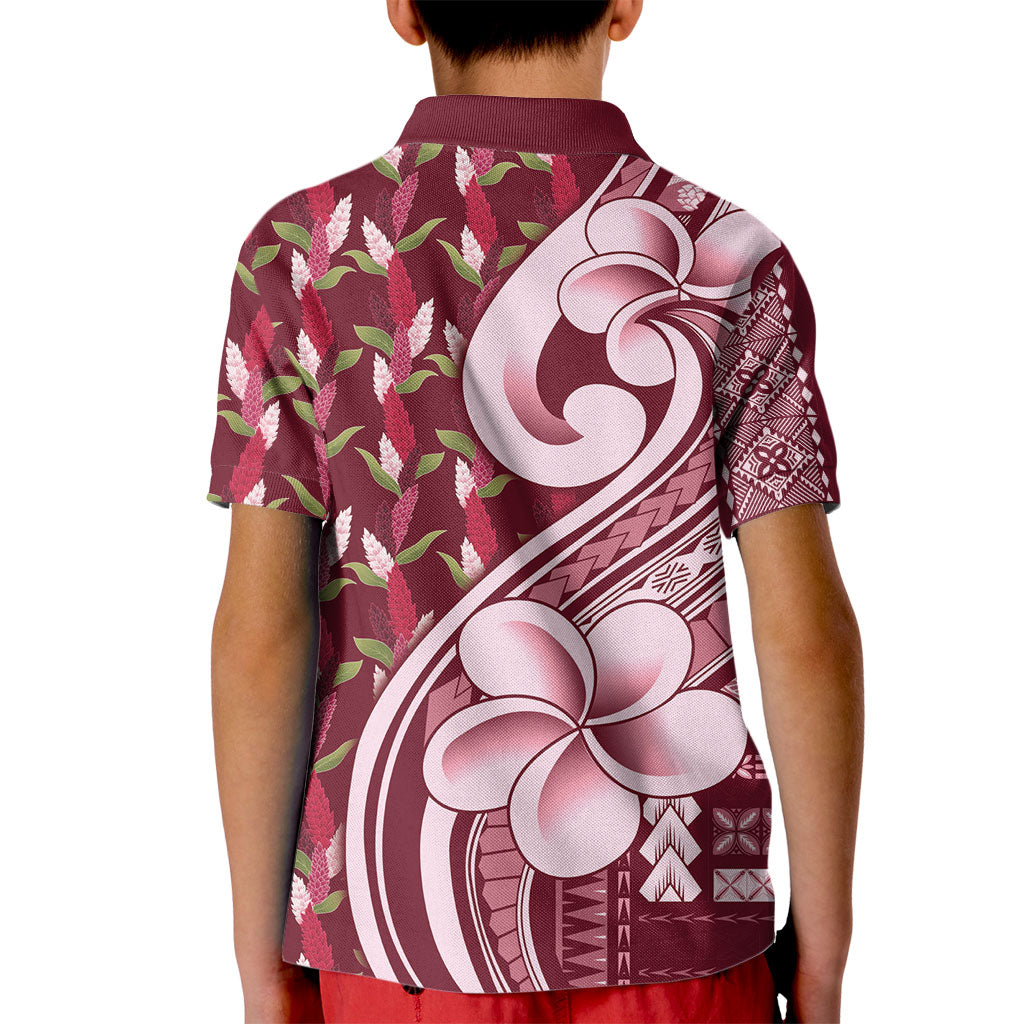 Samoa Teuila Kid Polo Shirt Maroon Samoan Siapo Motifs