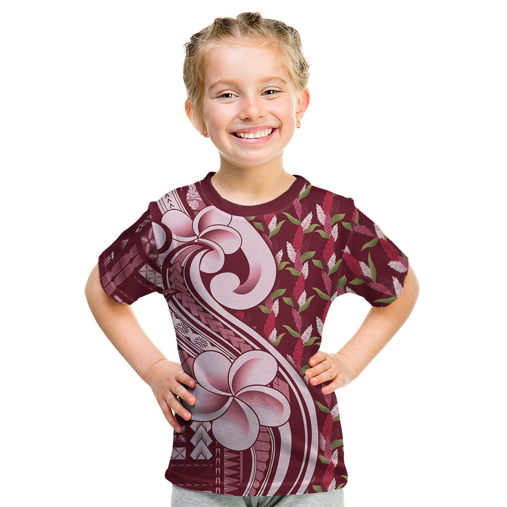 Samoa Teuila Kid T Shirt Maroon Samoan Siapo Motifs LT05 Maroon - Polynesian Pride