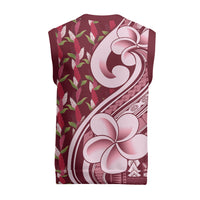 Samoa Teuila Christmas Knitted V-Neck Vest Maroon Samoan Siapo Motifs LT05 - Polynesian Pride