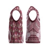 Samoa Teuila Christmas Knitted V-Neck Vest Maroon Samoan Siapo Motifs LT05 - Polynesian Pride