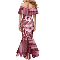Samoa Teuila Mermaid Dress Maroon Samoan Siapo Motifs