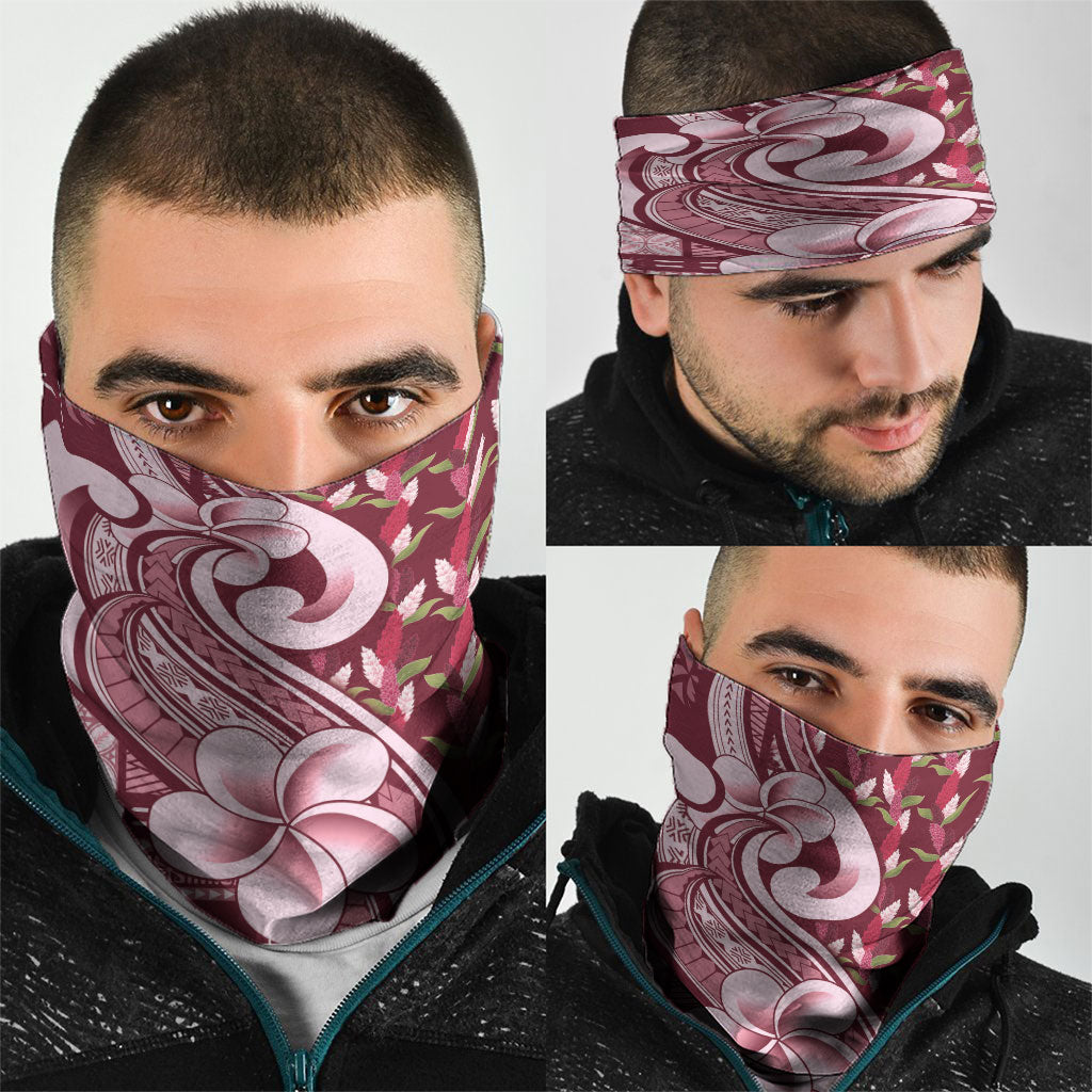 Samoa Teuila Neck Gaiter Maroon Samoan Siapo Motifs