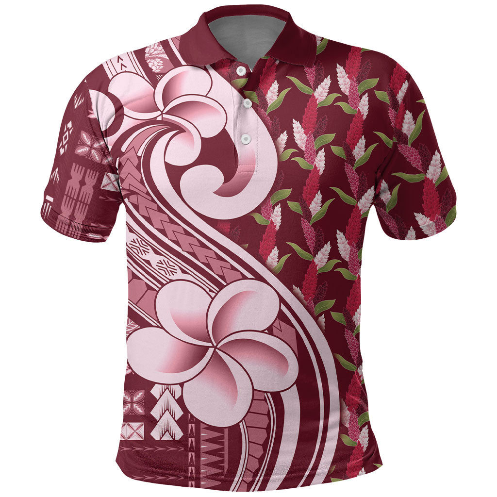 Samoa Teuila Polo Shirt Maroon Samoan Siapo Motifs LT05 Maroon - Polynesian Pride
