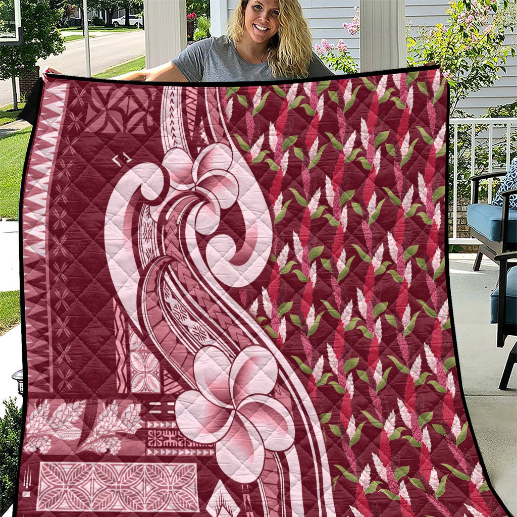 Samoa Teuila Quilt Maroon Samoan Siapo Motifs