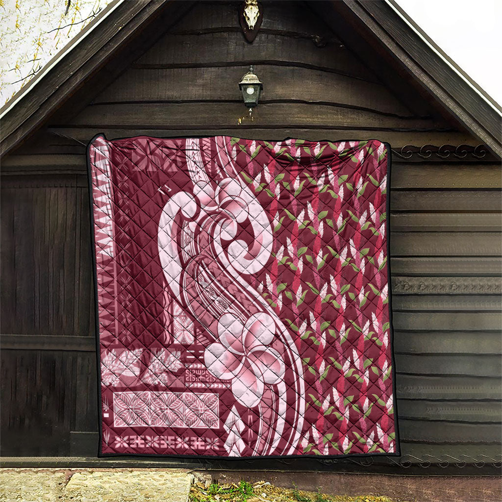 Samoa Teuila Quilt Maroon Samoan Siapo Motifs