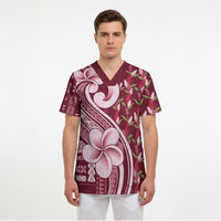 Samoa Teuila Scrub Top Maroon Samoan Siapo Motifs