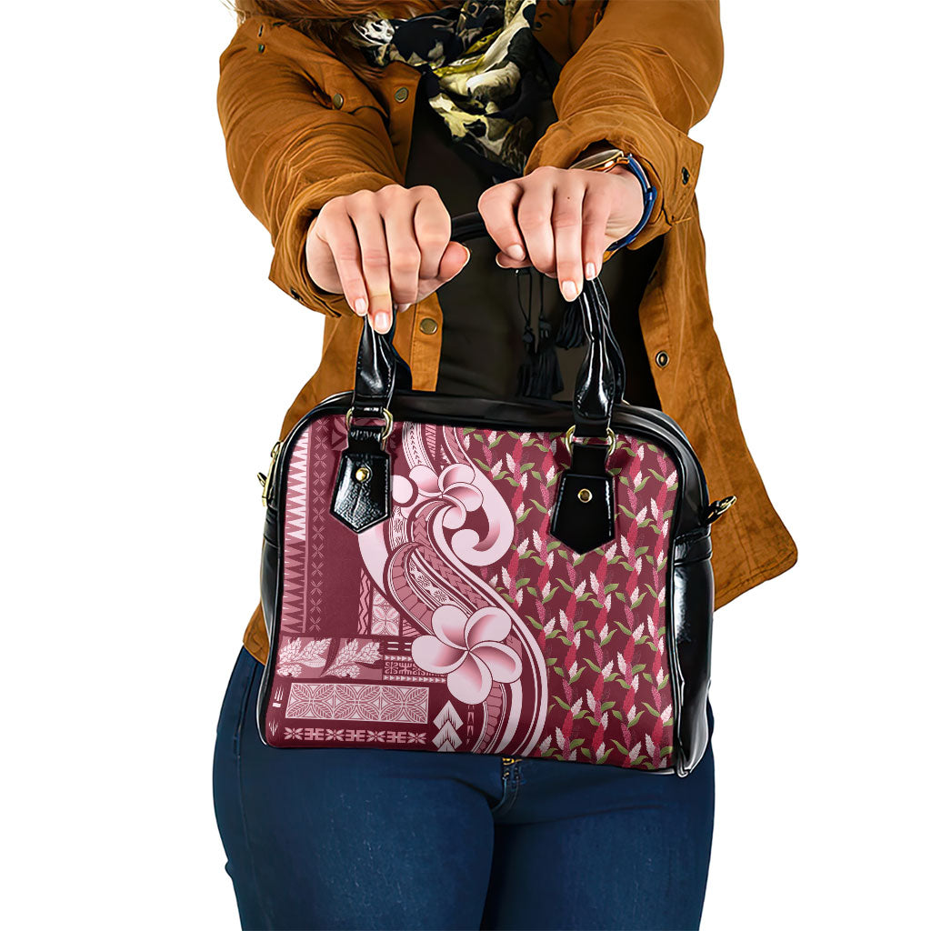 Samoa Teuila Shoulder Handbag Maroon Samoan Siapo Motifs LT05 One Size Maroon - Polynesian Pride