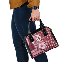Samoa Teuila Shoulder Handbag Maroon Samoan Siapo Motifs