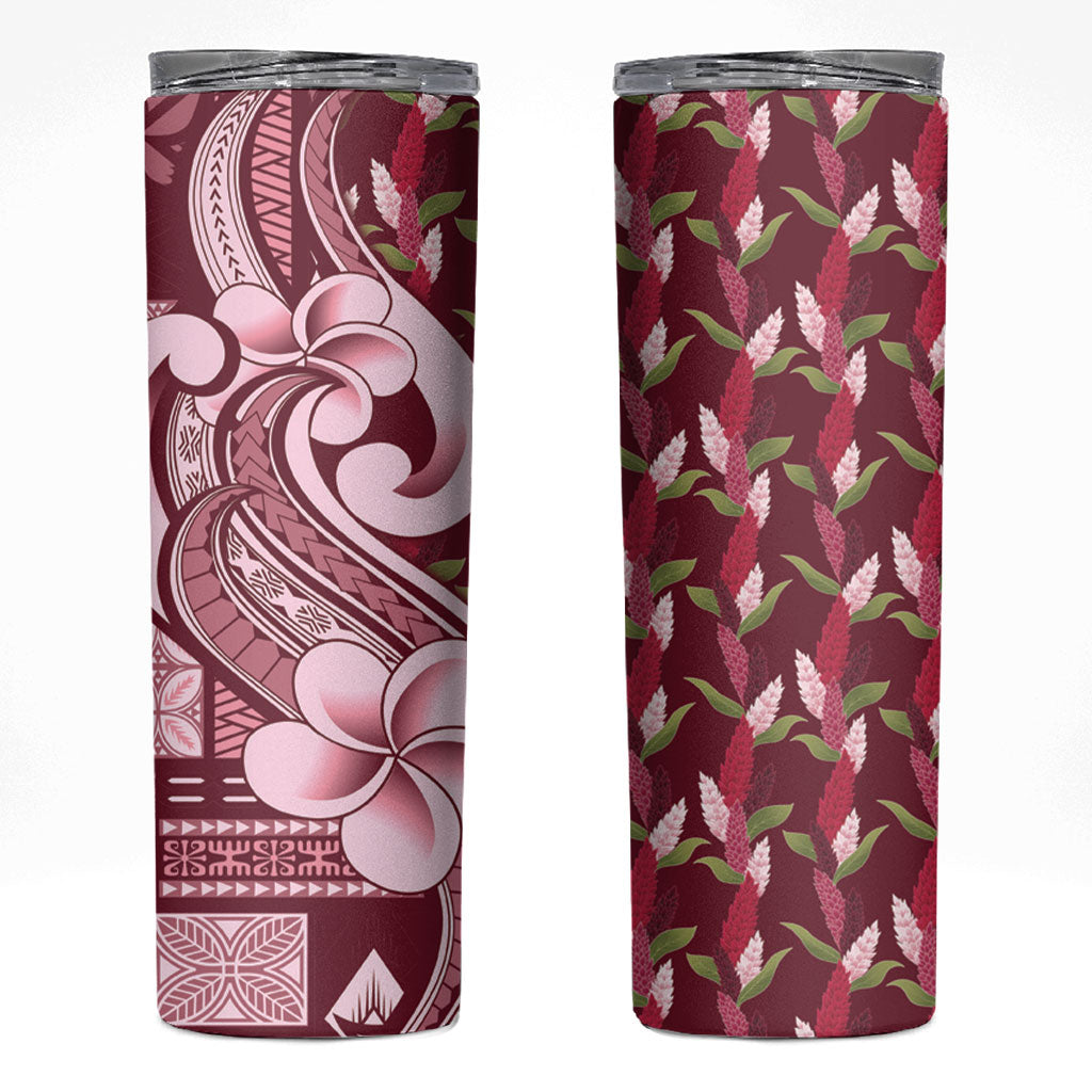 Samoa Teuila Skinny Tumbler Maroon Samoan Siapo Motifs