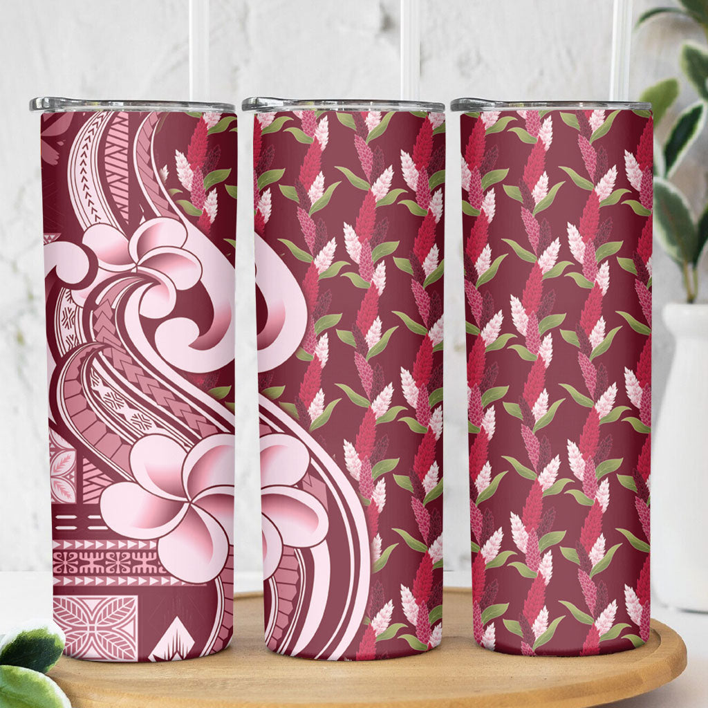 Samoa Teuila Skinny Tumbler Maroon Samoan Siapo Motifs
