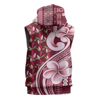 Samoa Teuila Sleeveless Hoodie Maroon Samoan Siapo Motifs