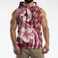 Samoa Teuila Sleeveless Hoodie Maroon Samoan Siapo Motifs