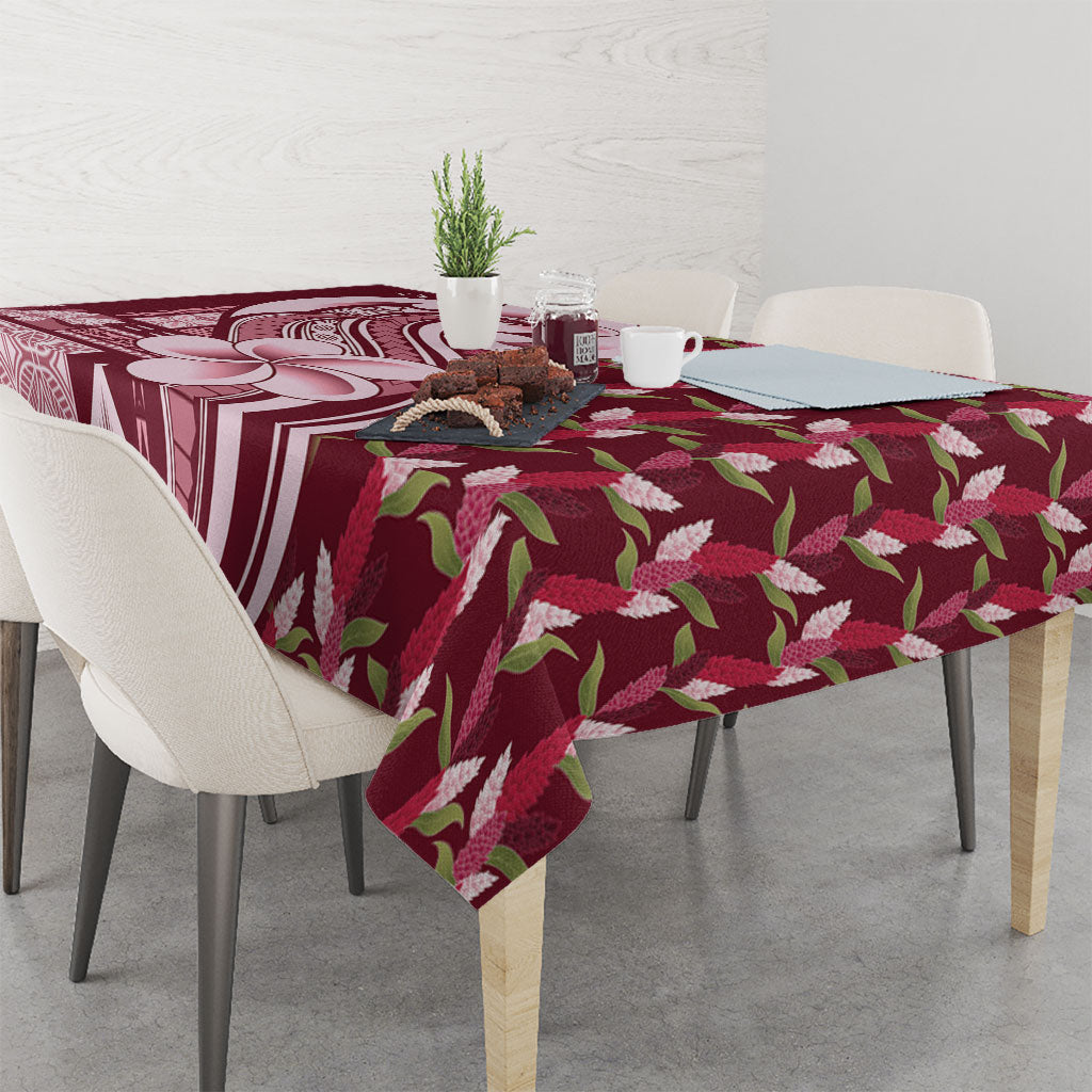 Samoa Teuila Tablecloth Maroon Samoan Siapo Motifs