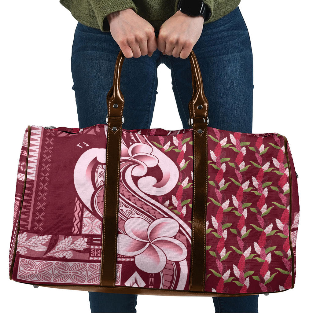 Samoa Teuila Travel Bag Maroon Samoan Siapo Motifs LT05 Maroon - Polynesian Pride
