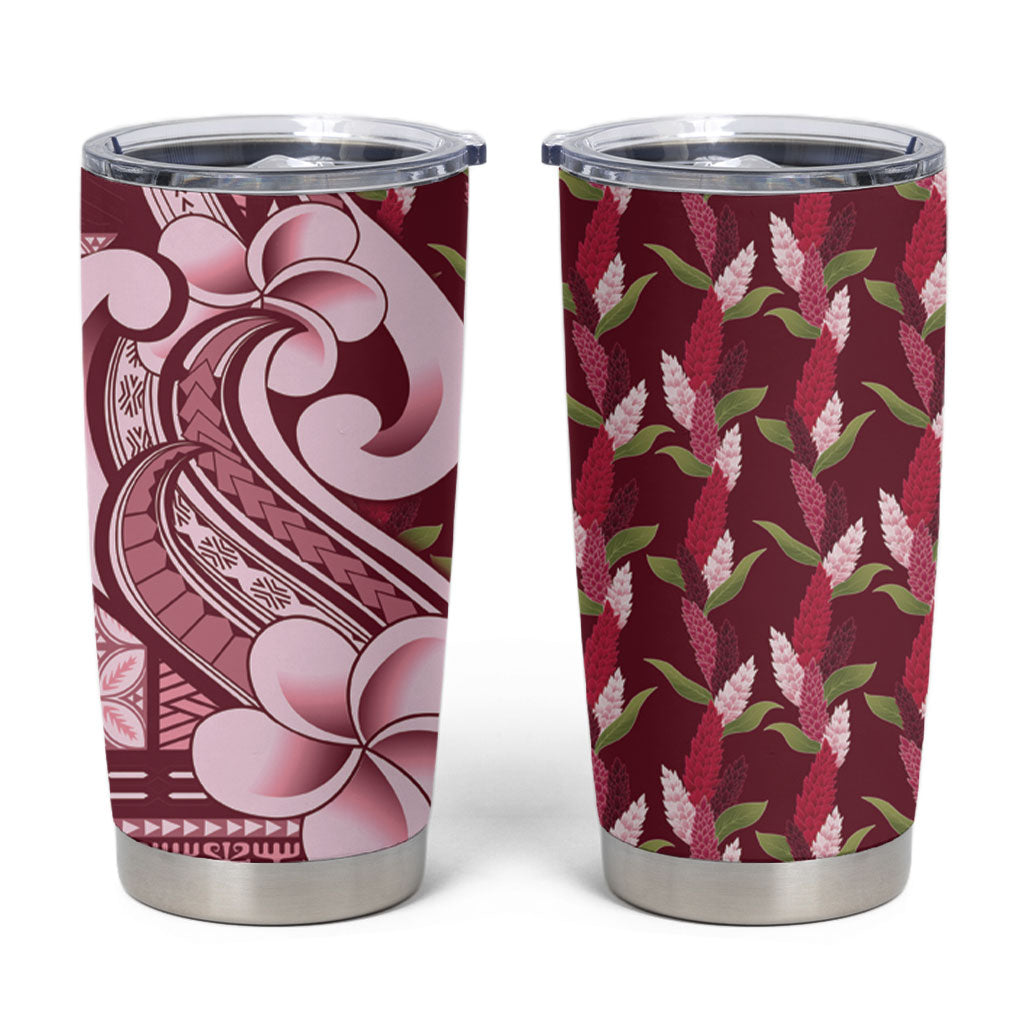 Samoa Teuila Tumbler Cup Maroon Samoan Siapo Motifs LT05 Maroon - Polynesian Pride
