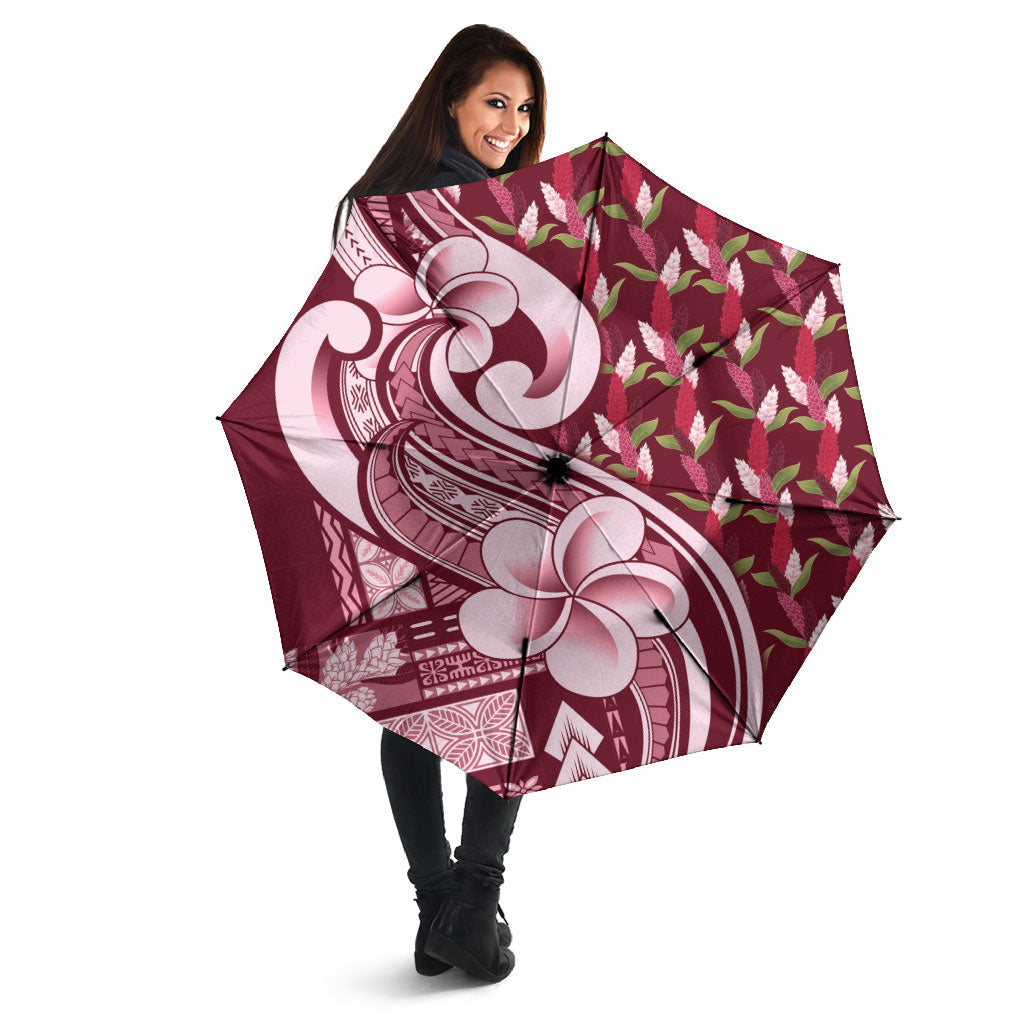 Samoa Teuila Umbrella Maroon Samoan Siapo Motifs
