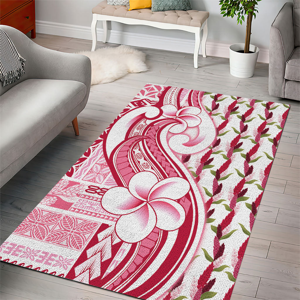 Samoa Teuila Area Rug White Samoan Siapo Motifs