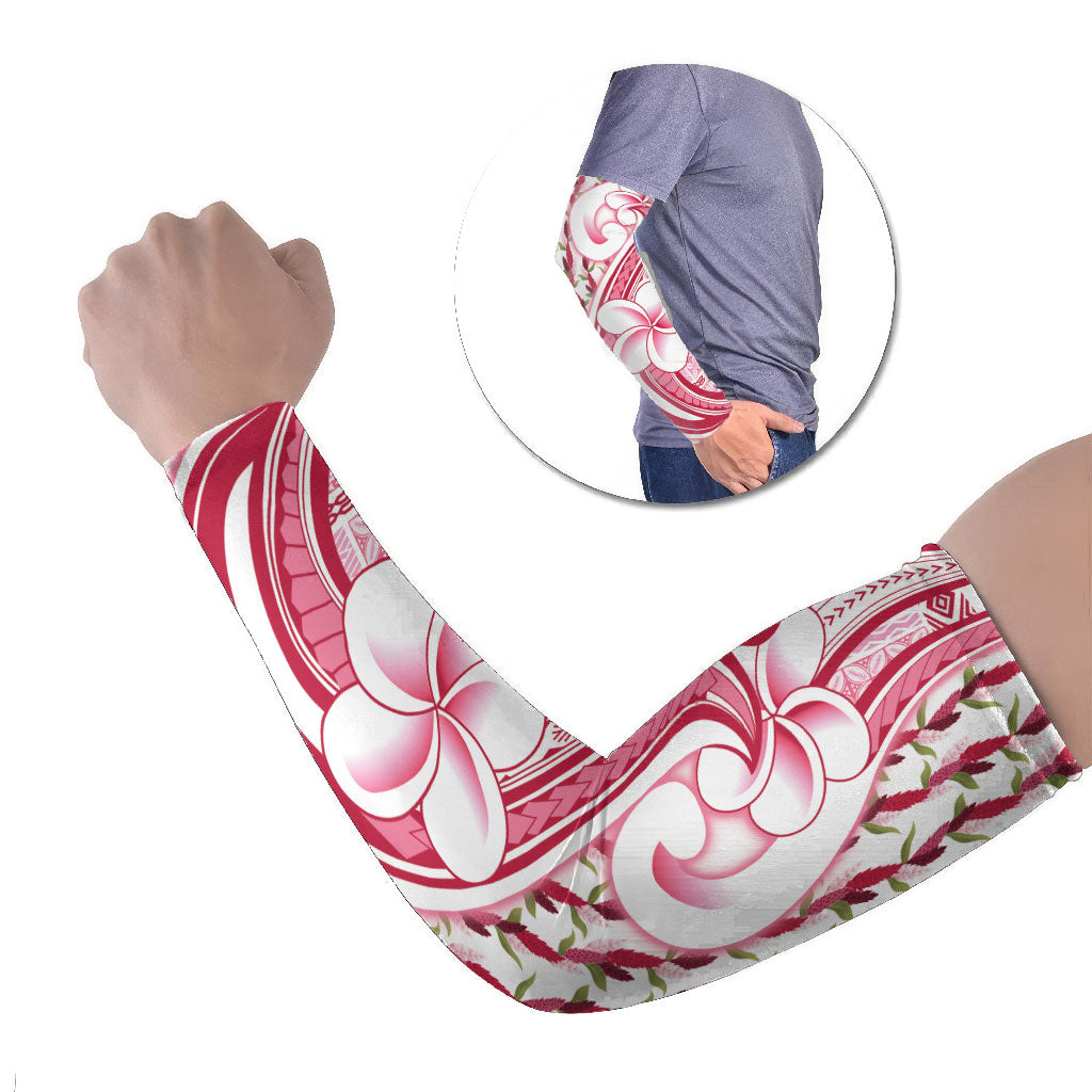 Samoa Teuila Arm Sleeves White Samoan Siapo Motifs LT05 Set of 2 White - Polynesian Pride
