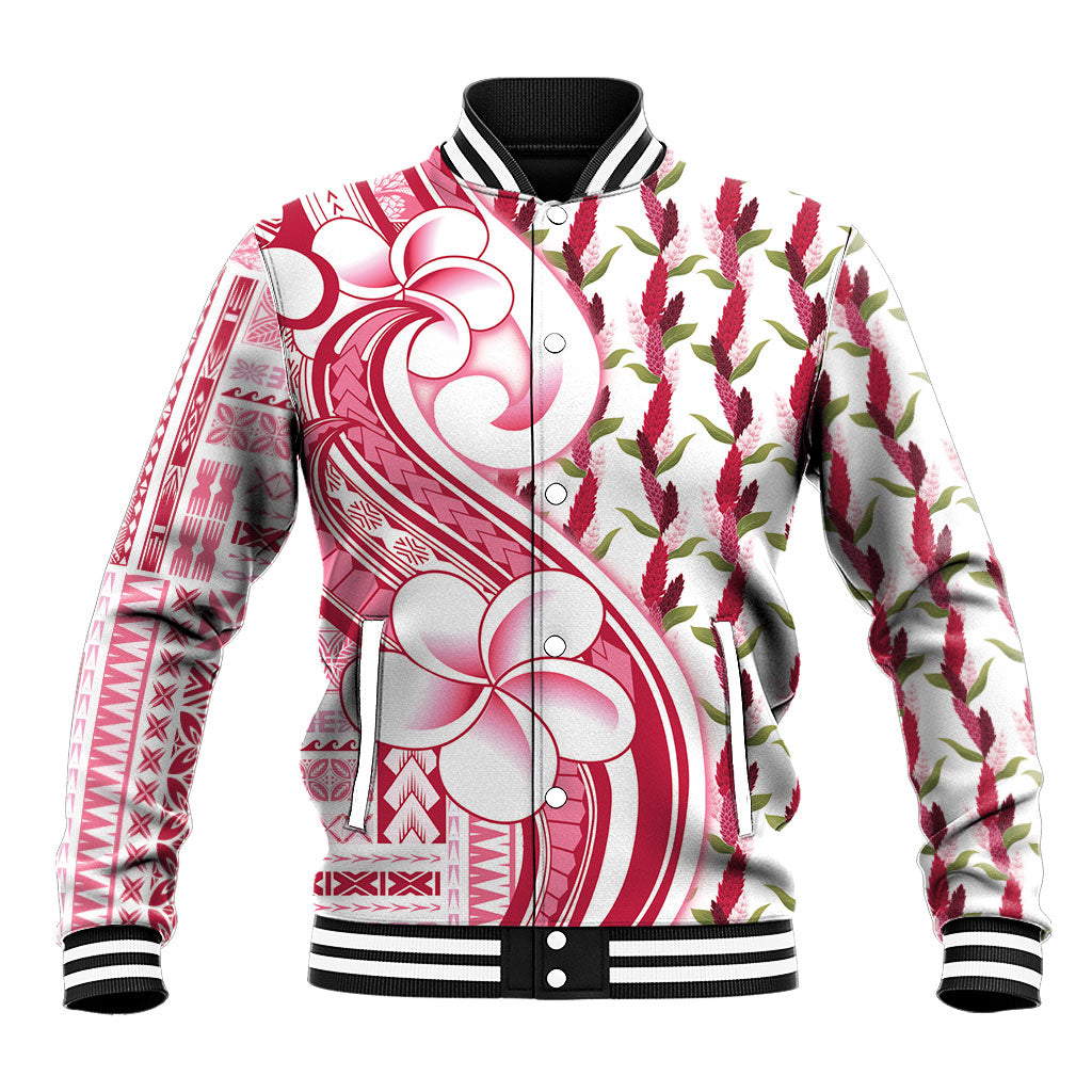 Samoa Teuila Baseball Jacket White Samoan Siapo Motifs
