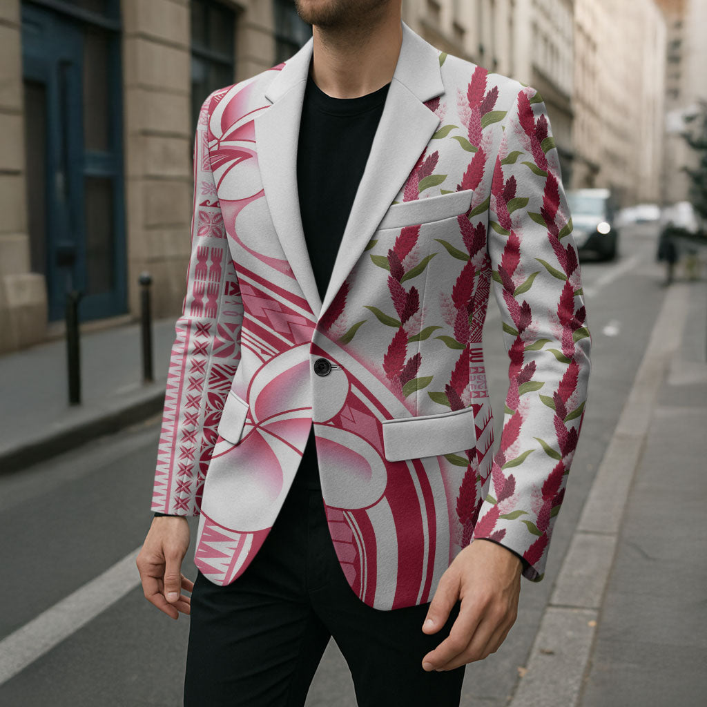 Samoa Teuila Blazer White Samoan Siapo Motifs
