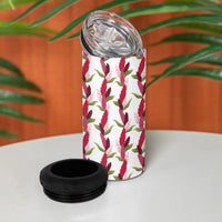 Samoa Teuila 4 in 1 Can Cooler Tumbler White Samoan Siapo Motifs LT05 - Polynesian Pride