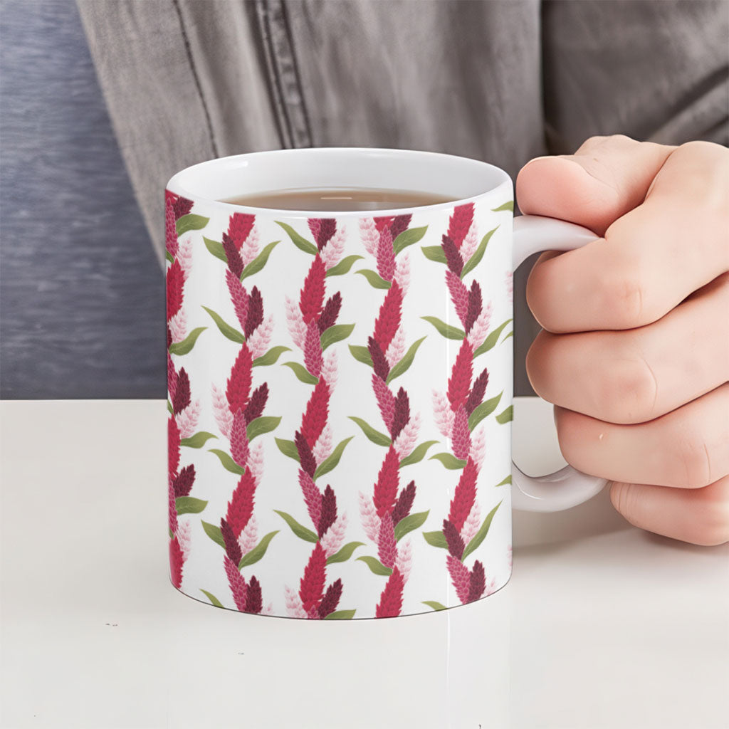 Samoa Teuila Ceramic Mug White Samoan Siapo Motifs
