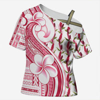Samoa Teuila Cross Shoulder Shirt White Samoan Siapo Motifs LT05 Female White - Polynesian Pride