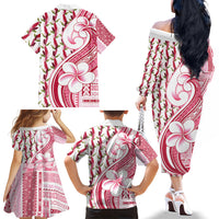 Samoa Teuila Family Matching Off The Shoulder Long Sleeve Dress and Hawaiian Shirt White Samoan Siapo Motifs