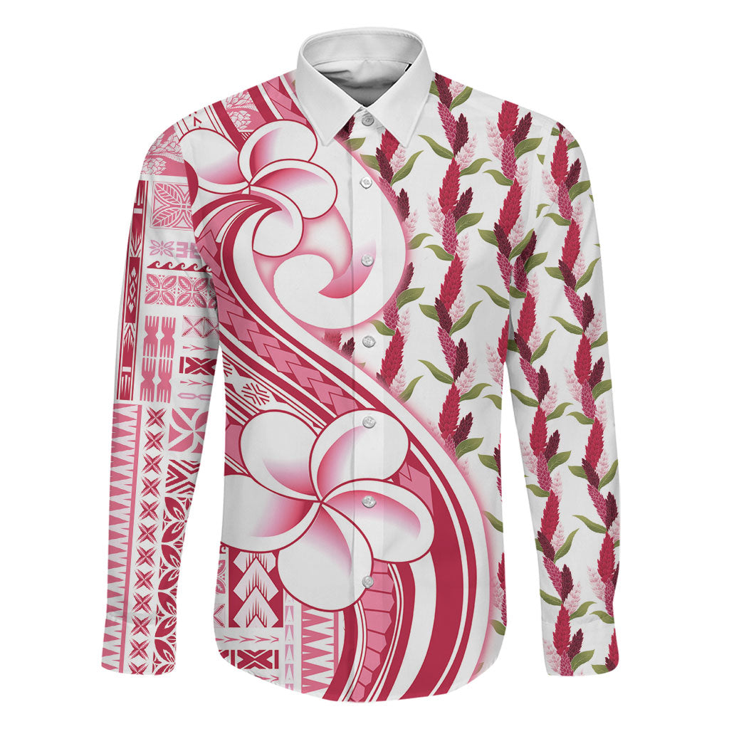 Samoa Teuila Family Matching Off The Shoulder Long Sleeve Dress and Hawaiian Shirt White Samoan Siapo Motifs