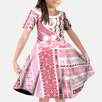 Samoa Teuila Family Matching Off Shoulder Maxi Dress and Hawaiian Shirt White Samoan Siapo Motifs