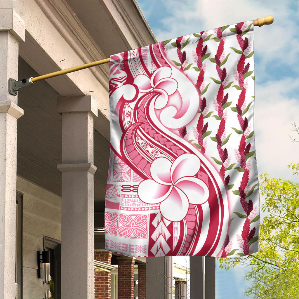 Samoa Teuila Garden Flag White Samoan Siapo Motifs LT05 House Flag White - Polynesian Pride