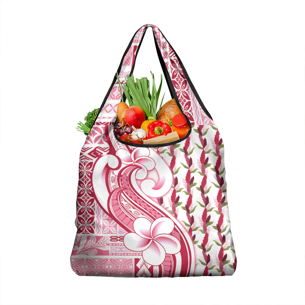 Samoa Teuila Grocery Bag White Samoan Siapo Motifs LT05 1-pack One Size White - Polynesian Pride