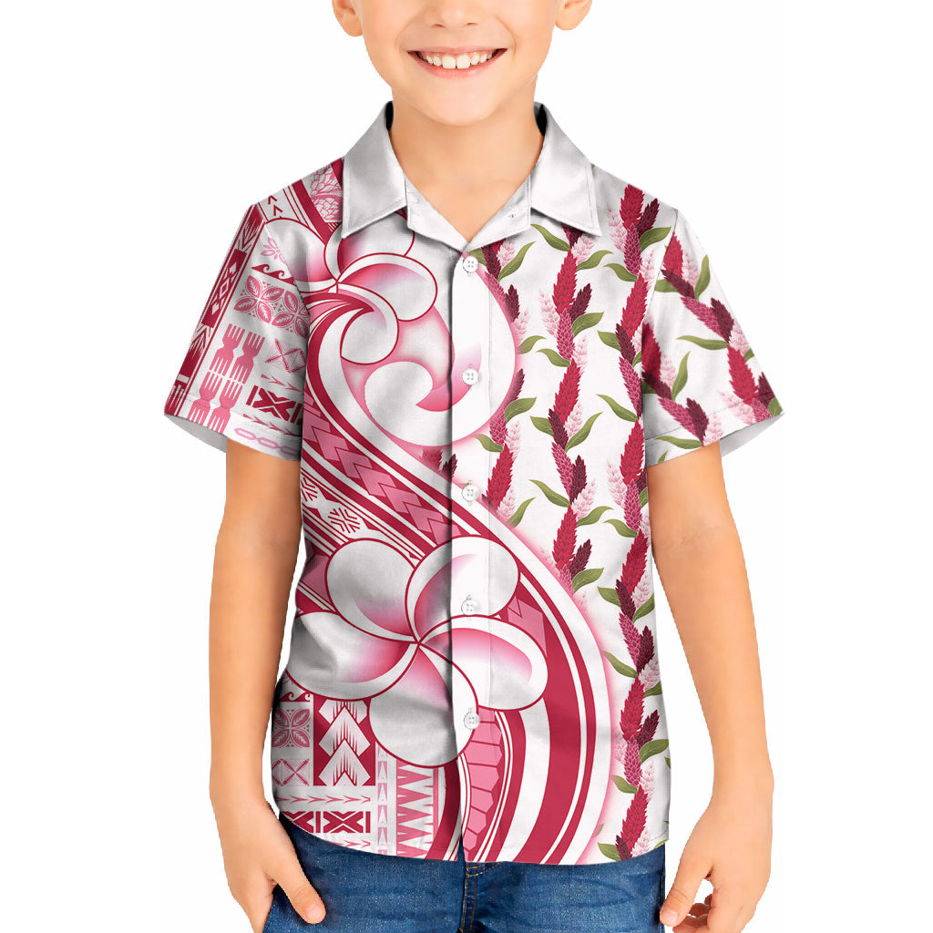 Samoa Teuila Kid Hawaiian Shirt White Samoan Siapo Motifs LT05 Kid White - Polynesian Pride