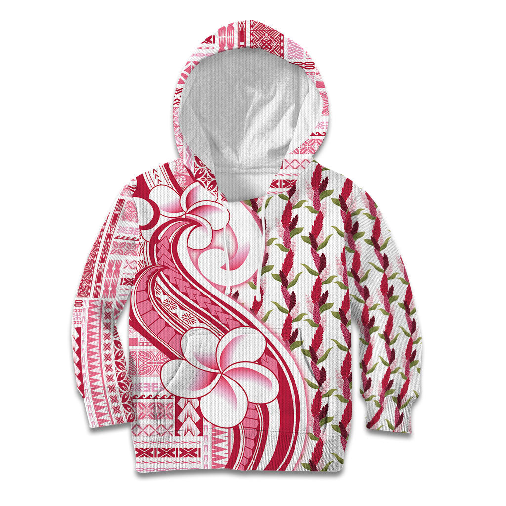Samoa Teuila Kid Hoodie White Samoan Siapo Motifs LT05 Hoodie White - Polynesian Pride