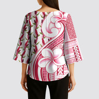 Samoa Teuila Kimono Sleeve Blouse White Samoan Siapo Motifs LT05 - Polynesian Pride
