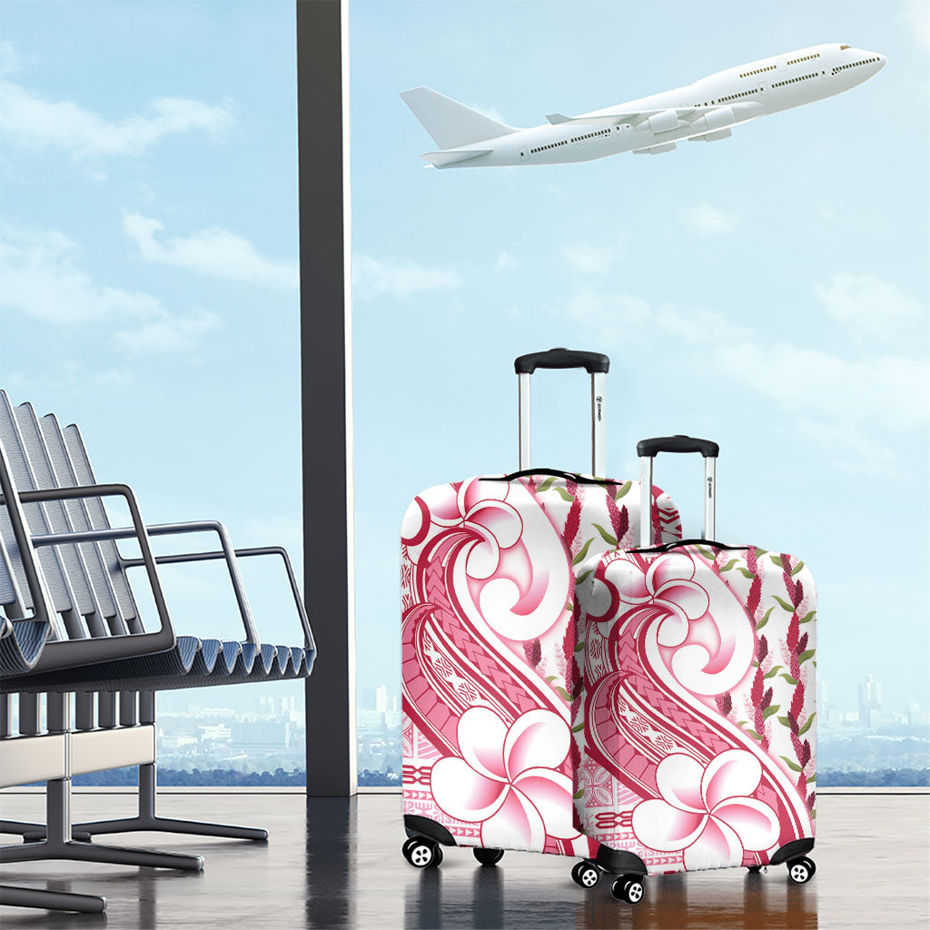 Samoa Teuila Luggage Cover White Samoan Siapo Motifs LT05 - Polynesian Pride