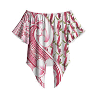 Samoa Teuila Off Shoulder Wrap Waist Top White Samoan Siapo Motifs LT05 White - Polynesian Pride