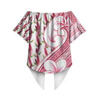 Samoa Teuila Off Shoulder Wrap Waist Top White Samoan Siapo Motifs LT05 - Polynesian Pride