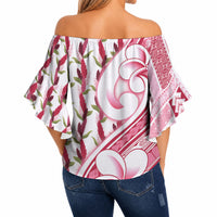 Samoa Teuila Off Shoulder Wrap Waist Top White Samoan Siapo Motifs LT05 - Polynesian Pride